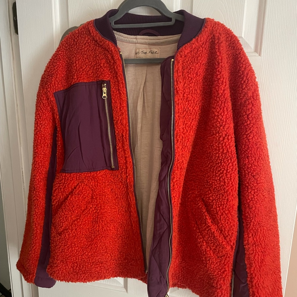 Free People Rivington Sherpa Jacket Chili Fleece